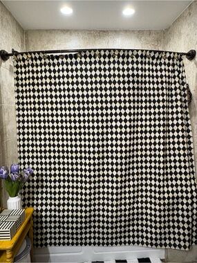 RARE MINT MacKenzie-Childs Courtly Harlequin Shower Curtain 72x72 w/ Orig Box